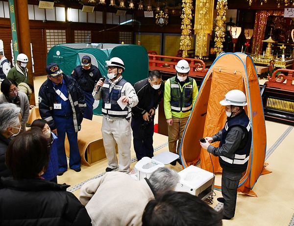 高野山大師教会での避難訓練（今年3月）