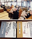 ㊤楳森住職(中央)を導師に営まれた大般若経600巻写経満願法要<br>㊦楳森住職自筆の大般若経
